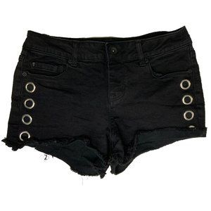 Black Low Rise Grommet Shorts